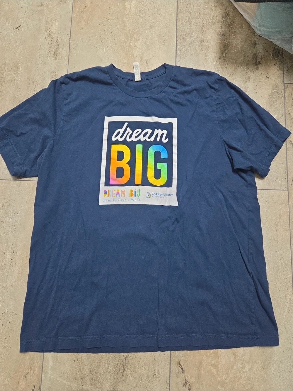 - Bella Canvas Navy Short Sleeve Tee with Multicolor 'Dream BIG' Print
